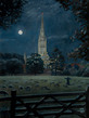 Salisbury cathedral in moonlight
